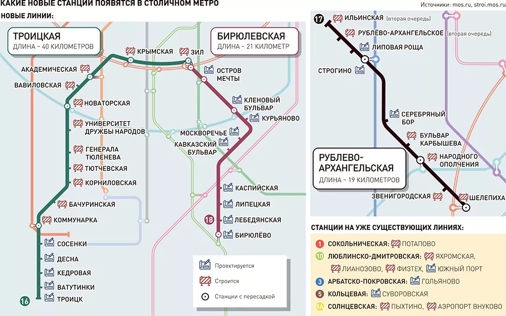 В Москве появятся изумрудная, графитовая и рубиновая линии метро